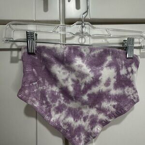 Purple and White Tie-Dye Bandana Top